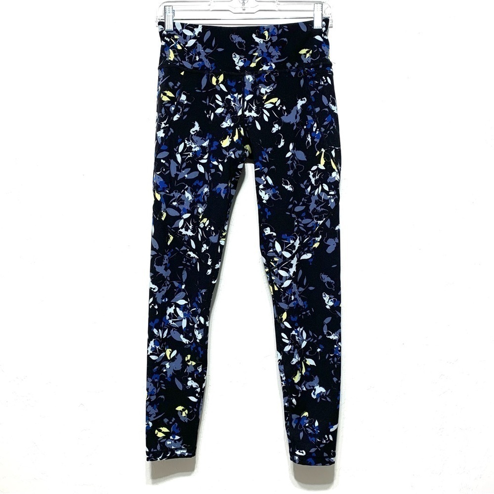 Sweaty Betty Leggings Power Full Length High Waist Blue Floral Print Women Small